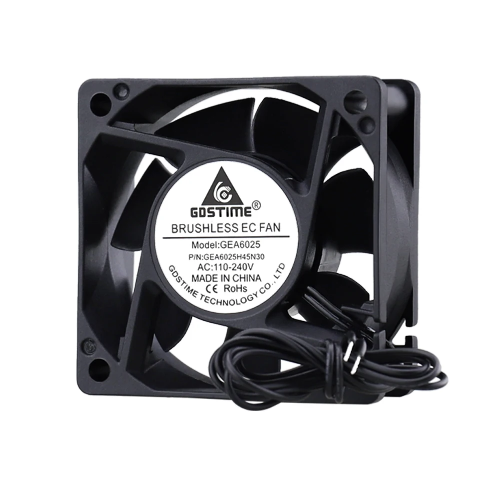 2 шт. Gdstime AC 110 в 120 220 240 6 см вентилятор охлаждения 60 мм 60x60x25 6025 EC бесщеточный осевой