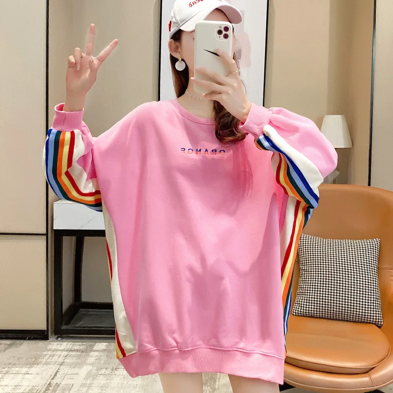 

Spring Autumn New Korean Loose Bf Oversized Sweatshirt Women 2021 Long Sleeve Top Women Long O-neck Sweatshirts Woman