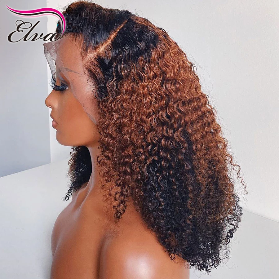 Elva Hair 13x6 вьющиеся передние парики из человеческих волос на сетке предварительно