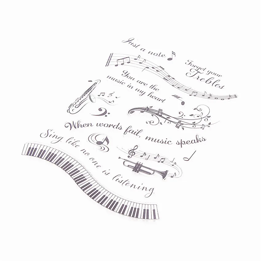 15x21 см музыкальная прозрачная печать пианино прозрачные штампы Силиконовая