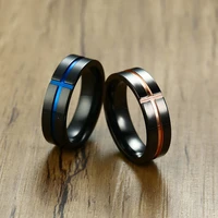 fine jewelry 2 color 6mm crucifix male rings accessories top stainless steel jewel cross blue ring male fashion jewelry