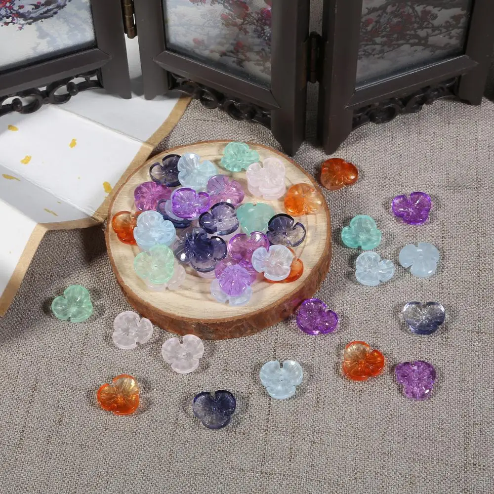 Бусины стеклянные в форме цветка с тремя лепестками 10 шт. | Украшения и аксессуары