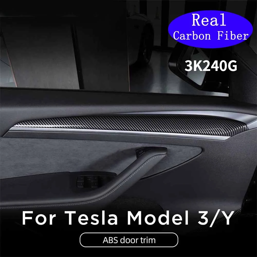 

Для Tesla Model 3, модель Y 2021, аксессуары из настоящего углеродного волокна, новинка, автомобильная декоративная наклейка на переднюю дверь, моде...