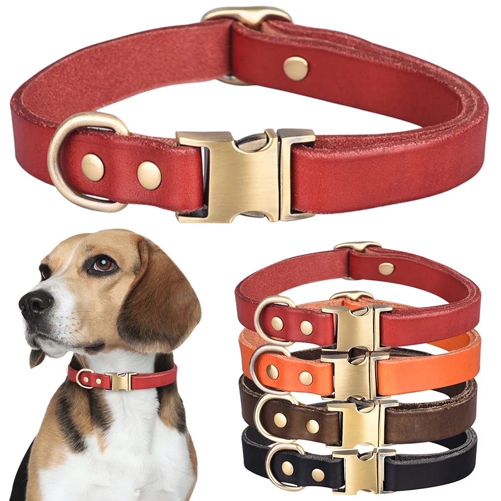 

Vintage Dog Collars Leather Pet Dog Collar High Quality Leash Lead Cowhide Leather Dog Collar Durable Medium and Large Dog D30