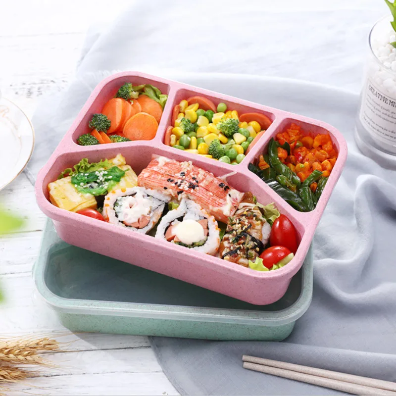 Портативный здоровый материал Ланч-бокс Пшеничная солома Bento коробки микроволновая посуда контейнер для хранения еды 800 мл-1000 мл коробка для еды