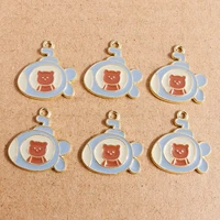 10pcs 2224mm airplane charms enamel cartoon bear charms pendants for jewelry making necklaces earrings keychain diy accessories