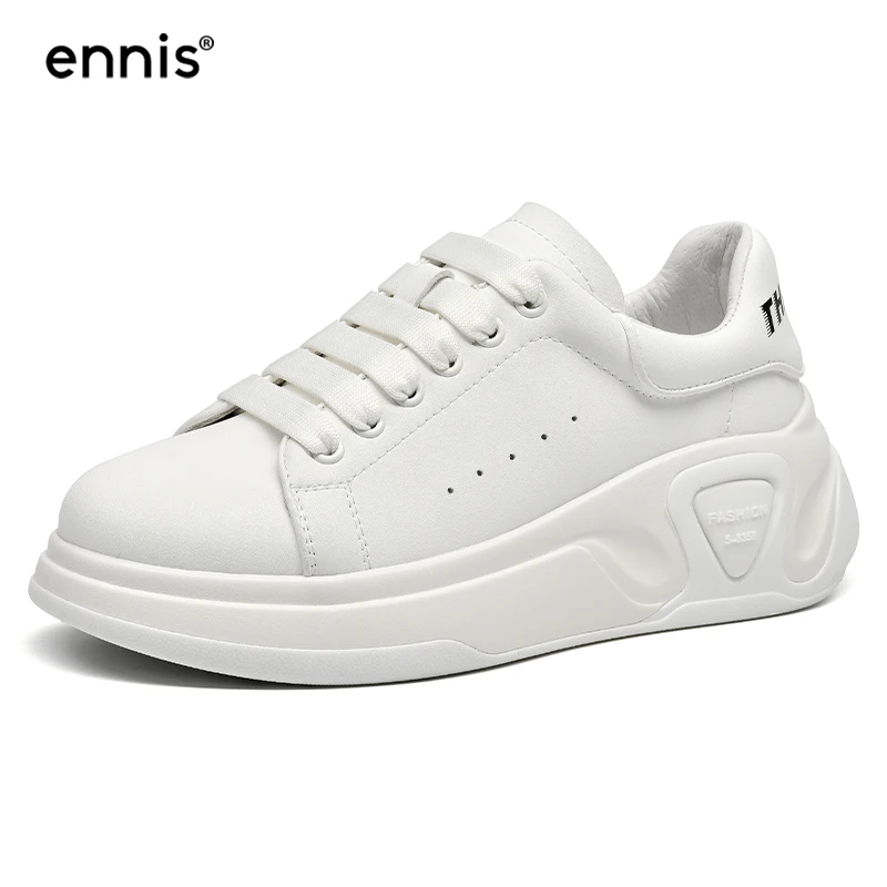 

Эннис брендовые белые кроссовки для женщин; Дышащая обувь на платформе; Обувь на шнуровке; Обувь на плоской подошве на резиновой подошве в п...