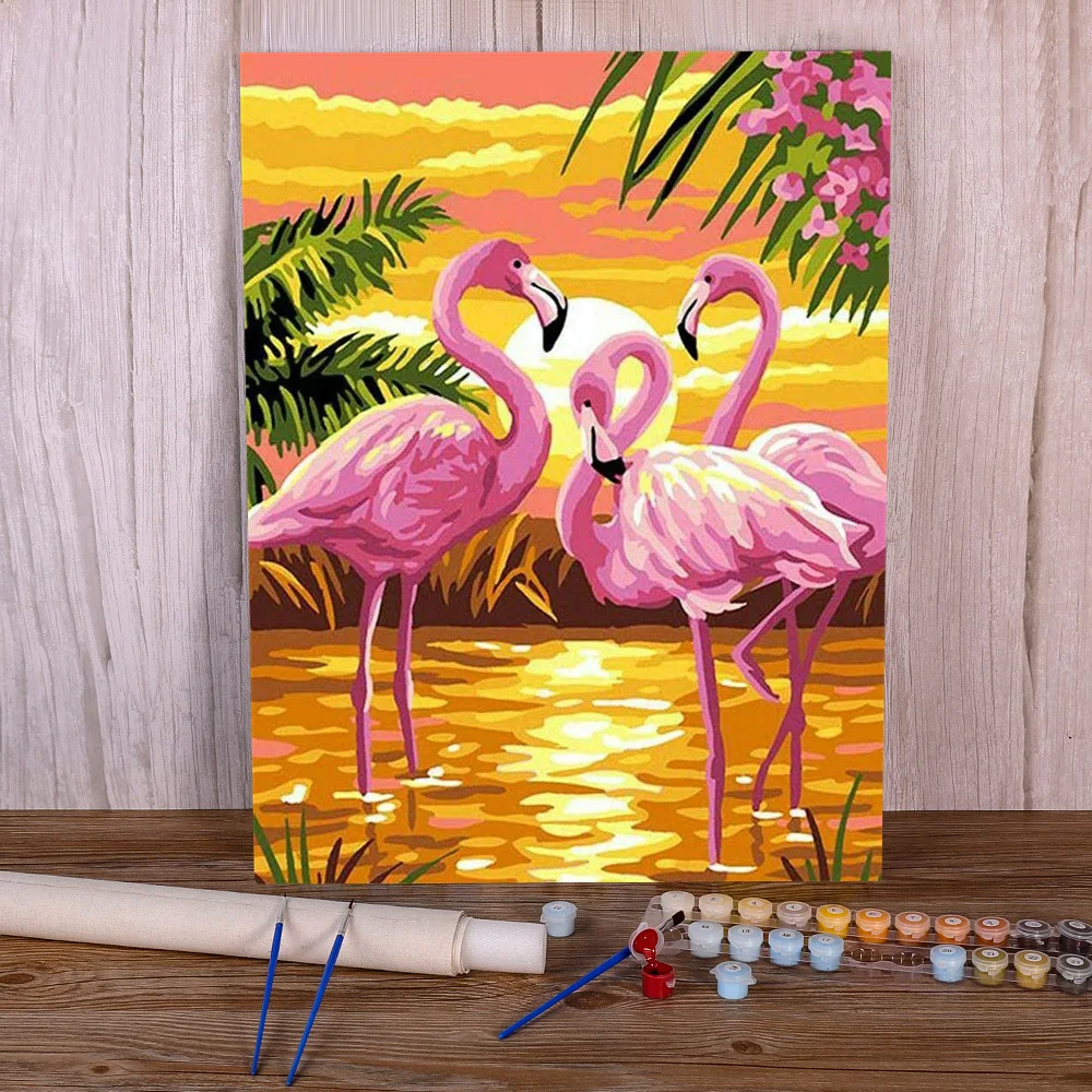 

Animal Bird Flamingo Paint By Numbers Set Oil Paints 40*50 Boards By Numbers Loft Wall Picture For Wholesale