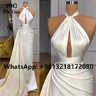 Элегантные вечерние платья 2021 с лямкой на шее, белое платье для выпускного вечера, длинное Плиссированное женское вечернее платье