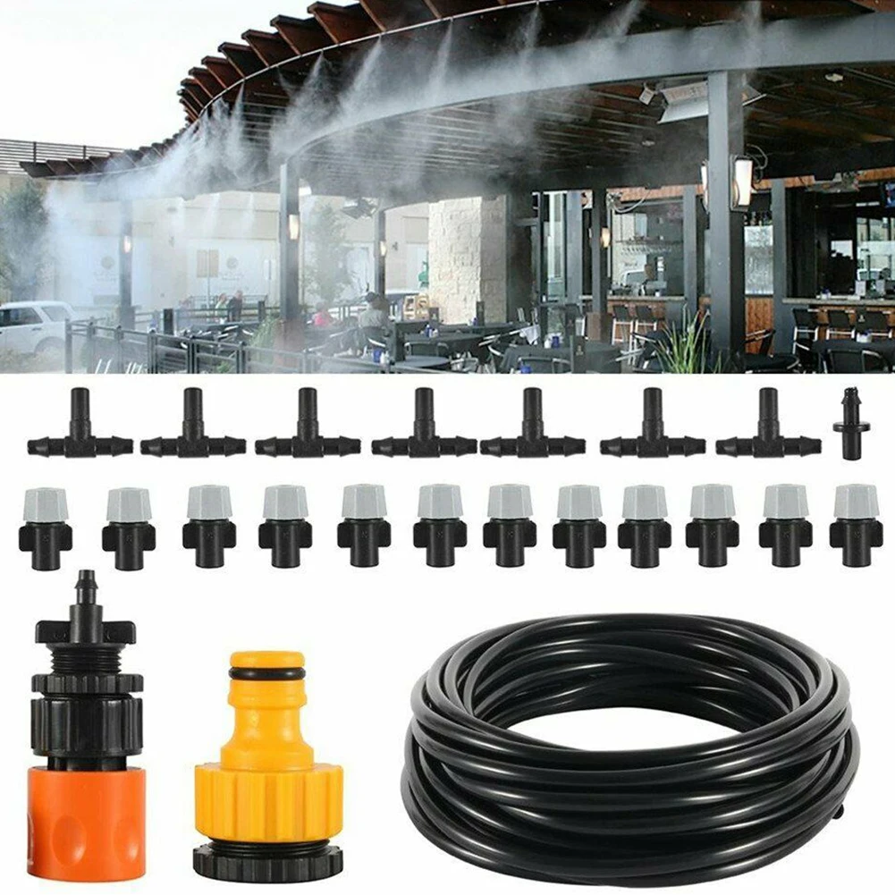 

15 M Atomization Garden Cooling System Anti Clog Water Mist Sprinkler Kit Outdoor Greenhouse DIY Adjustable Removable Irrigation