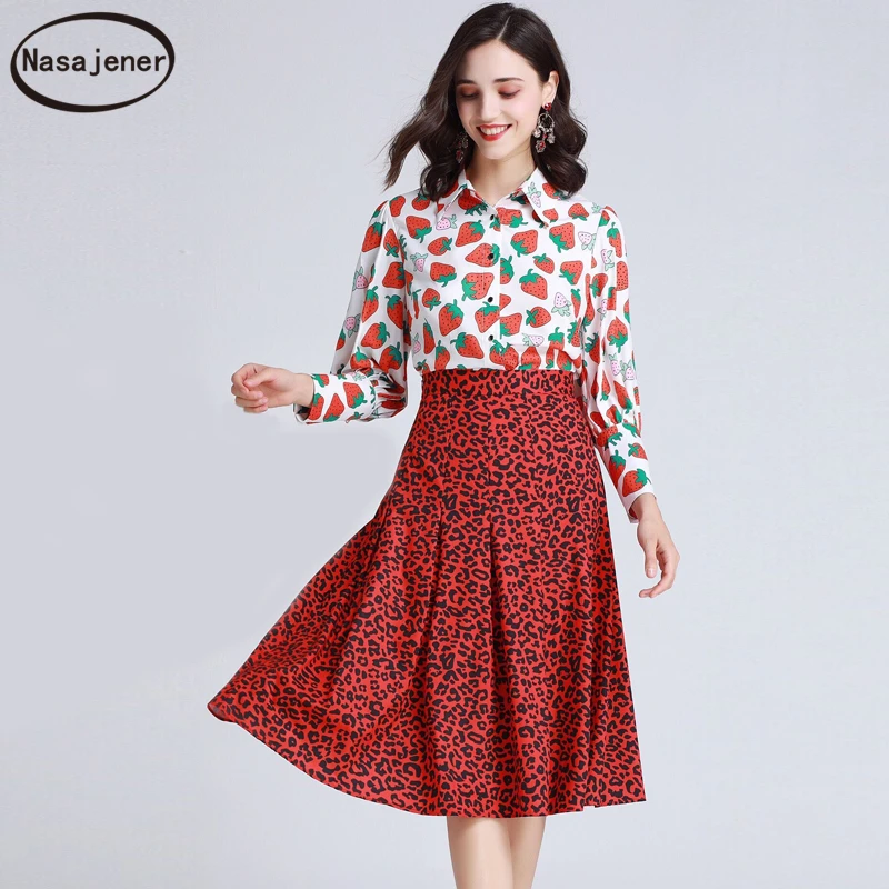 Милый Элегантный Модный осенний костюм женская рубашка с длинными рукавами и