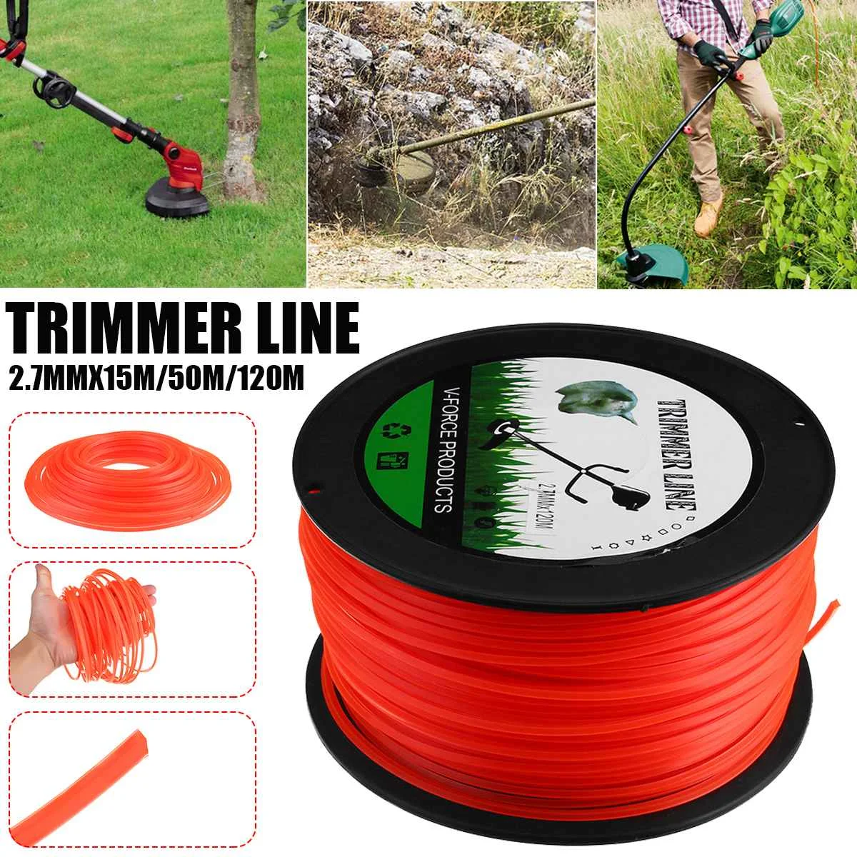 

2.7mm Grass Trimmer Line Grass Cut Strimmer Line Round Nylon Cord Wire String For Grass Trimmer Roll Grass Rope Line