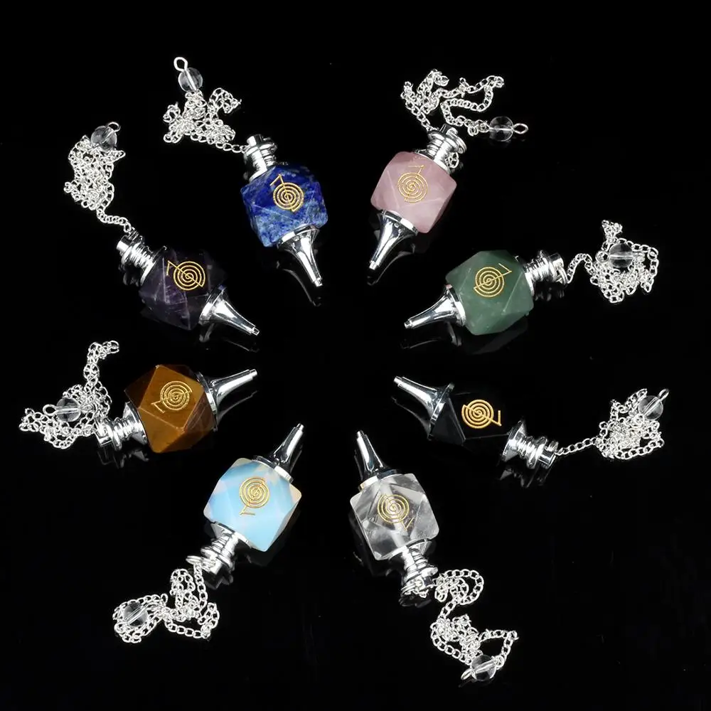 1pc18 мм натуральный розовый кварц аметист Лапис маятниковый камень гравировка