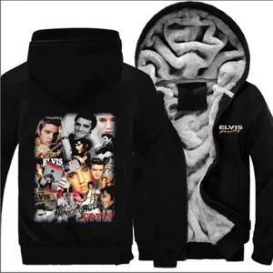Мужская толстовка с капюшоном Elvis presley, теплая уличная куртка на молнии с принтом, зима 2019