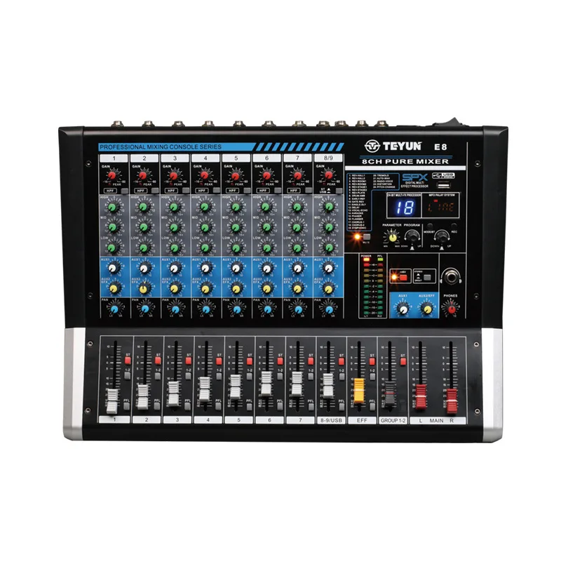 

TEYUN six-way professional mixer effect device Bluetooth tuner stage tuning analog reverb equipment
