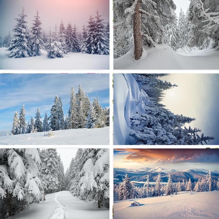 Nitree Гора сосна лес фотография Солнечный пейзаж снег фон реквизит для фотостудии