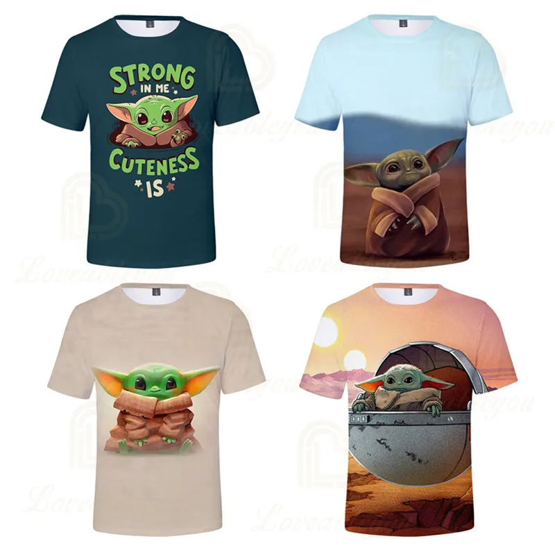 

New Cute T-shirt Boys/girls 3d Print Baby Yoda Tshirt Print Short Sleeve Summer Kids Tops Tees T Shirt for Kids' Birthday Gift