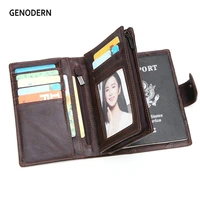 genodern genuine leather mens passport cover wallet large capacity passport holder coin purse men organizer wallets card holder