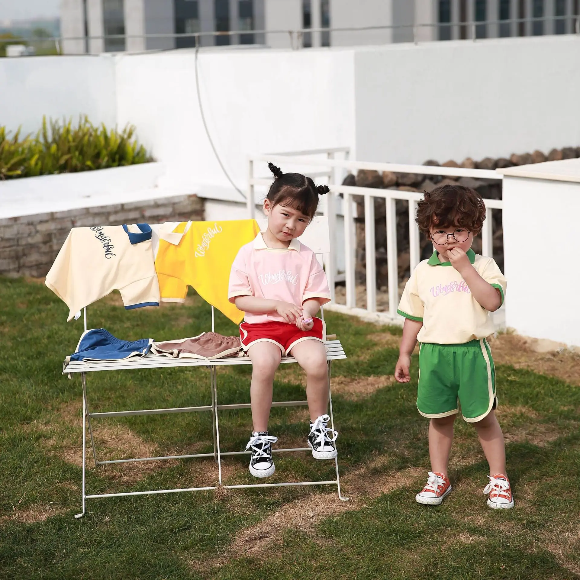 

Детские комплекты, Повседневная футболка с коротким рукавом и шорты для девочек, одежда для маленьких мальчиков, летние детские футболки с ...