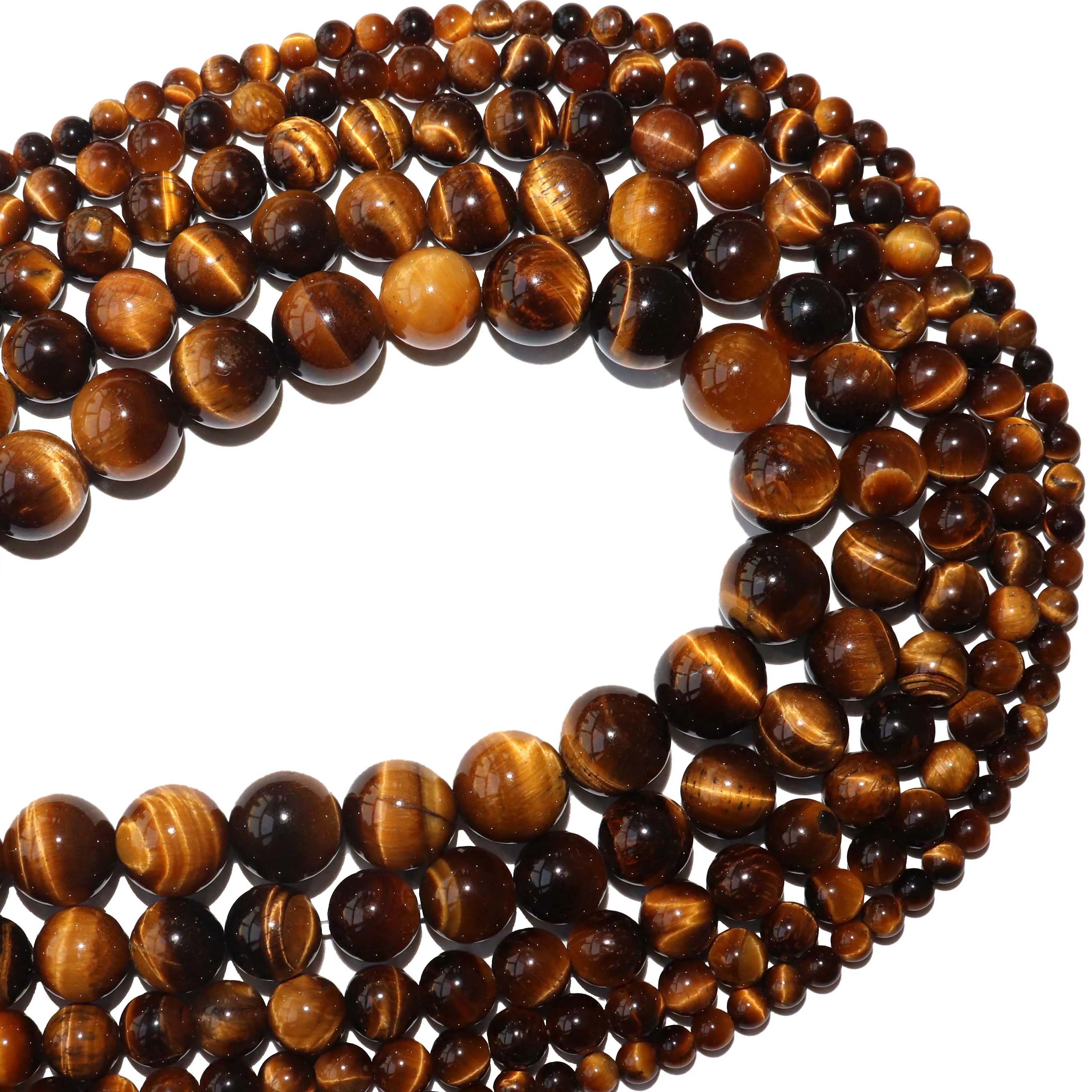 

Free Shipping Natural Stone Tiger Eye Agates Round Beads 4 6 8 10 12 MM Pick Size For Jewelry Making Charm Diy Bracelet Necklace