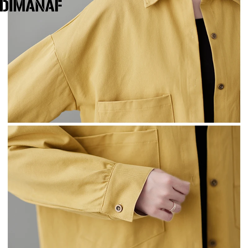 

DIMANAF 2021 Plus Size Women Blouse Shirt Office Lady Tops Tunic Outwear Cotton Long Sleeve Loose Button Cardigan Spring Summer