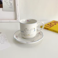 korea ins style retro swan ceramic mugs coffee cups set home milk cup breakfast cup water cup kawaii mug flower tea cup