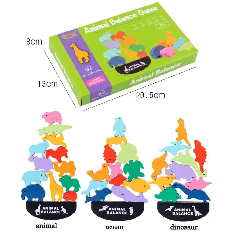 

Animal Balance Building Block Game Stacking High Balance Boat Children's Hand Eye Coordination Puzzle Arly Education Wooden Toys