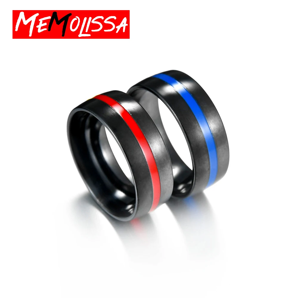 Горячая Распродажа модные титановые кольца для мужчин тонкая синяя красная