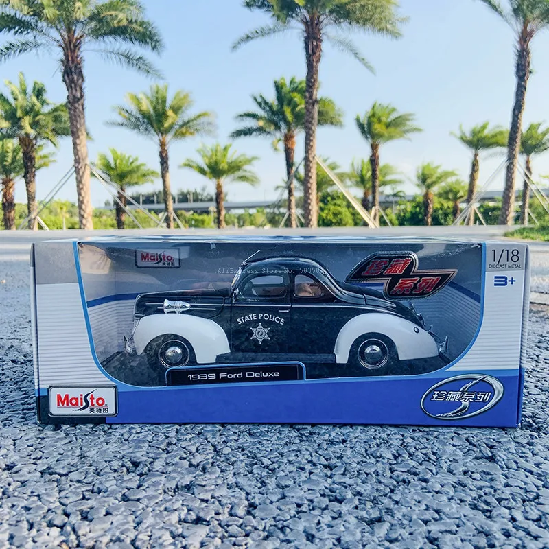 Maisto 1:18 1939 Ford Deluxe полицейская модель автомобиля из сплава ретро классическая