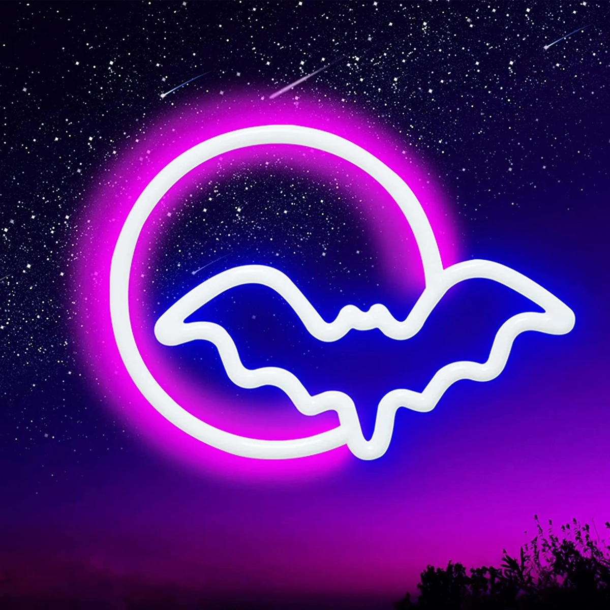 

Неоновые вывески на заказ, светодиодные неоновые огни «Луна и летучая мышь», детский ночник, подарок для украшения стен, спальни, гостиной, б...