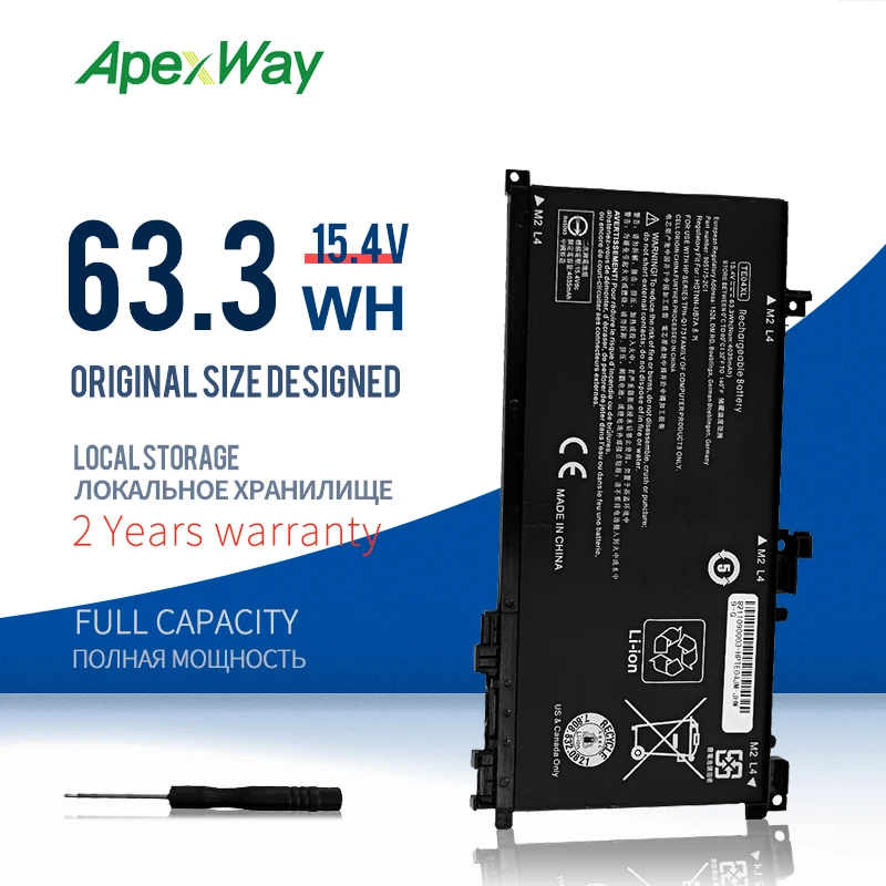 Аккумулятор Apexway для ноутбука 15 4 в TE04XL HP OMEN AX аккумулятор 905175 2C1 OMEN/Pavilion Pavilion и