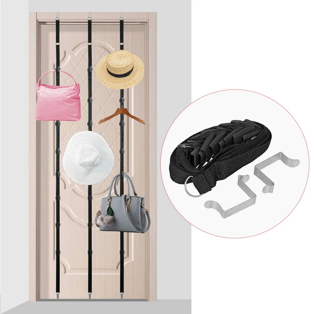 

Adjustable Over Door Straps Hanger With 8 Hooks Towel Coat Storage Holder Hat Bag Organizer Cap Rack Home Accessories