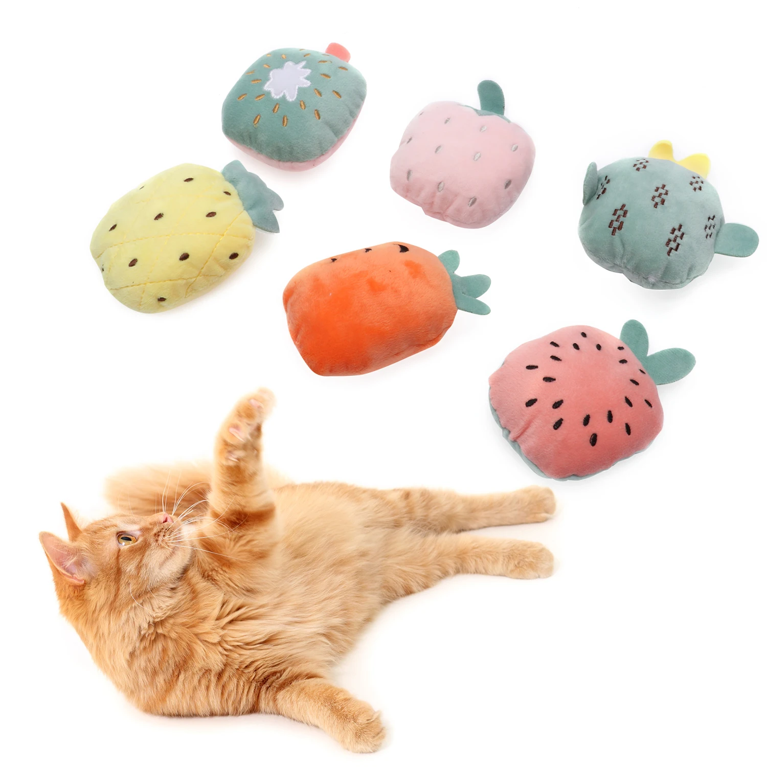 Мягкие плюшевые игрушки для домашних животных 6 шт. фрукты кошка интерактивные