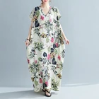 Женское атласное платье с цветочным принтом, свободное Повседневное платье большого размера из тонкого мягкого хлопка с V-образным вырезом, для отдыха и путешествий, лето 2021