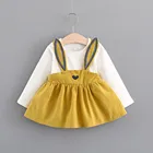 Платье для новорожденных, Осенняя детская одежда для младенцев, детский бандажный костюм с кроликом для девочек, вечерние мини-платья