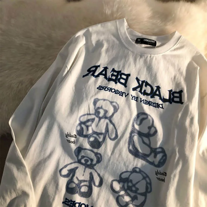 

Kawaii Cartoon print long-sleeved T-shirt 2022 spring autumn Korean oversize girl student Harajuku punk hip hop cotton shirt top