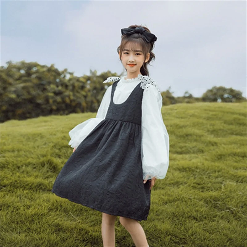 

Children's clothing girls dress autumn 2021 new children's bow cute girl fashion princess dress teenagers 4-15 years old