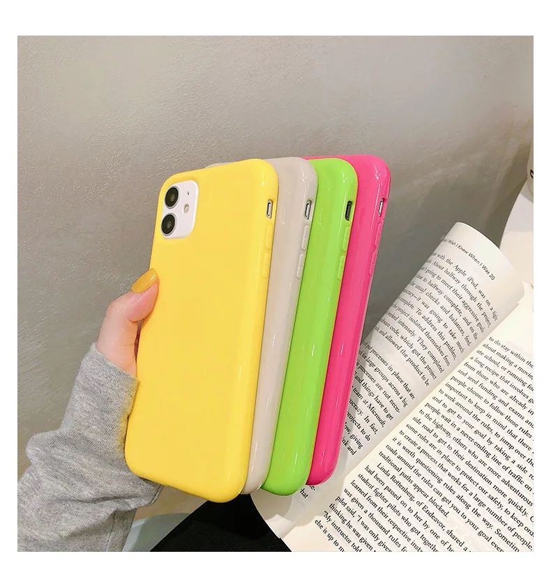 SUYACS Candy Color Glossy Phone Cases For iPhone 11 Pro Max XR XS 6 6S 7 8 Plus X Soft TPU Full Body Back Cover Coque Gift | Мобильные
