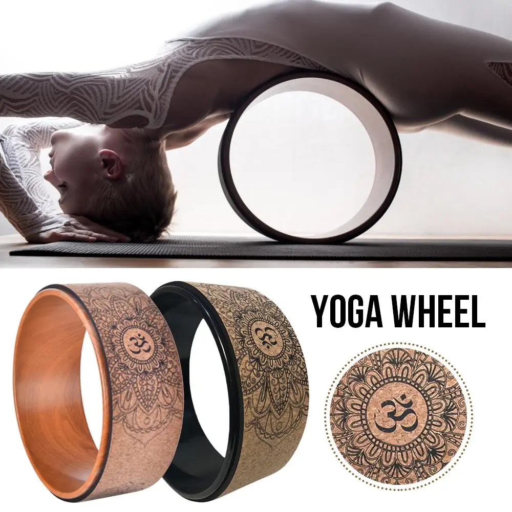

Wooden Yoga Wheel Pilates Circle Professional TPE Natural Cork Circles Gym Workout Back Training For Body Building Fitness Shape