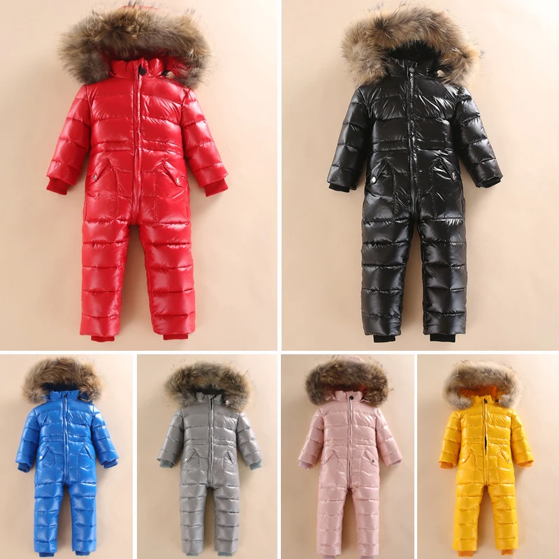 

-30 Russian Winter Snowsuit 2021 Boy Baby Jacket 80% Duck Down Outdoor Infant Clothes Girls Climbing For Boys Kids Jumpsuit 2~5y