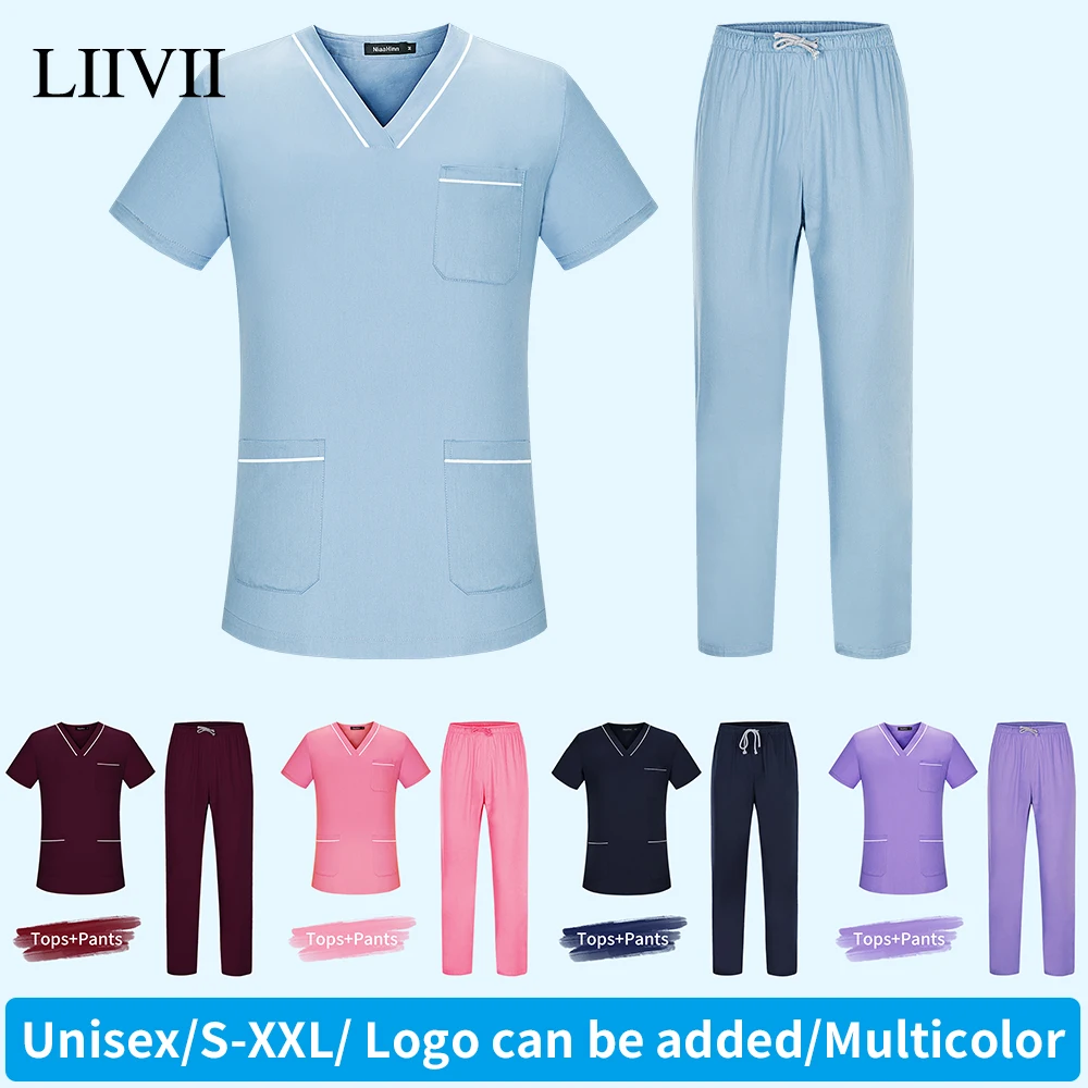 

Solid Color Pharmacist Nurse Working Accessories Nurse Uniforms Women Scrubs Worker Blouse Short Sleeve Nursing Medical Uniforms