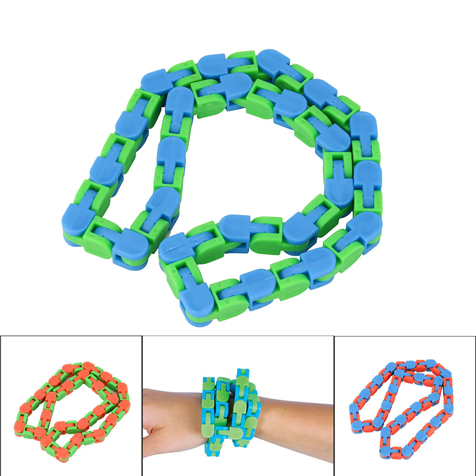 

3pc Toys Colorful Puzzle Sensory Tracks Snap And Click Fidget Toys Kids Fidget Toys Stress Relief Rotate And Shape 48 bit Wacky