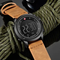 kademan tech digital watch fashion sports men wristwatches steps counter 3atm casual leather watch lcd display relogio masculino