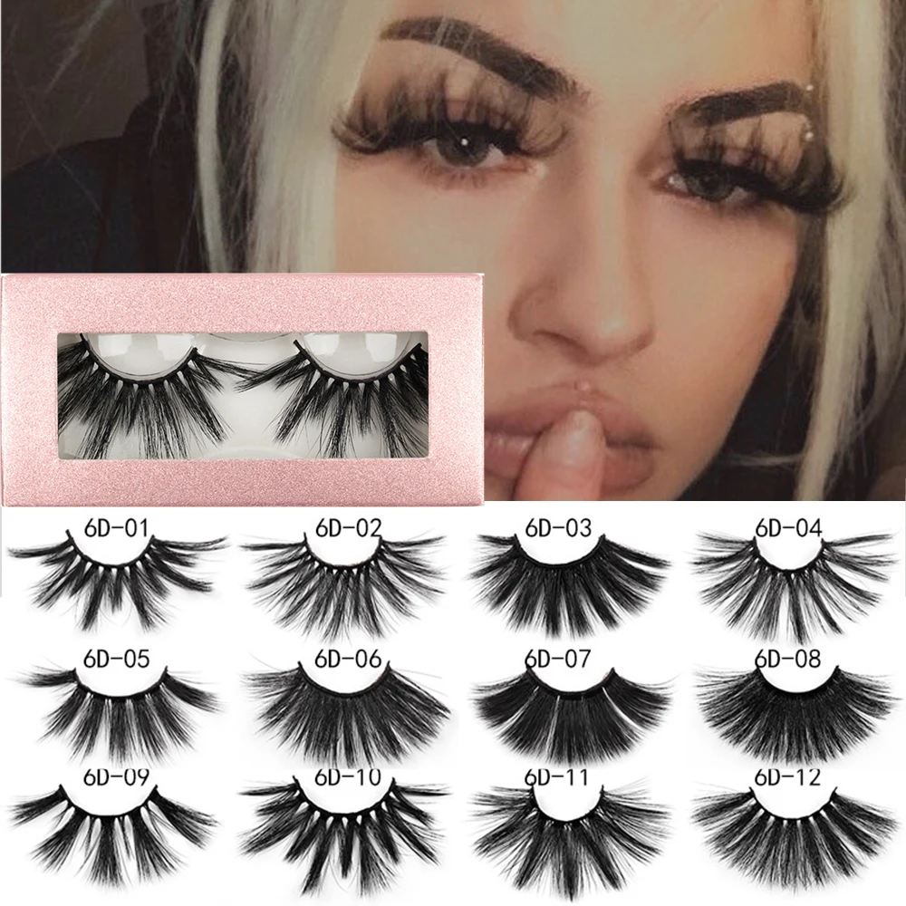 

1 Pair 25MM 6D Faux Cils Faux Mink Hair False Eyelashes Dramtic Thick Wispies Fluffy Eyelashes Extension Makeup