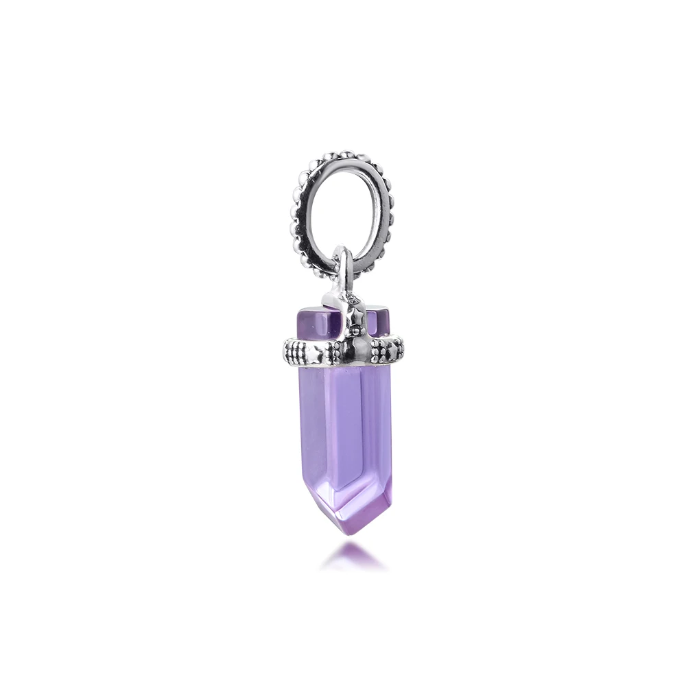 

Woman DIY Charms Purple Amulet Pendant Sterling Silver Jewelry Fits Original Snake Chain Bracelets 2021 Valentine's