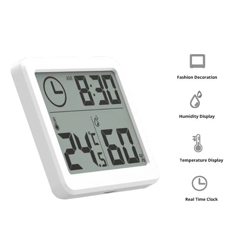 1pcs 3 2 inch lcd thermometer hygrometer electronic humidity and temperature monitor clock for home 81x71x10mm free global shipping