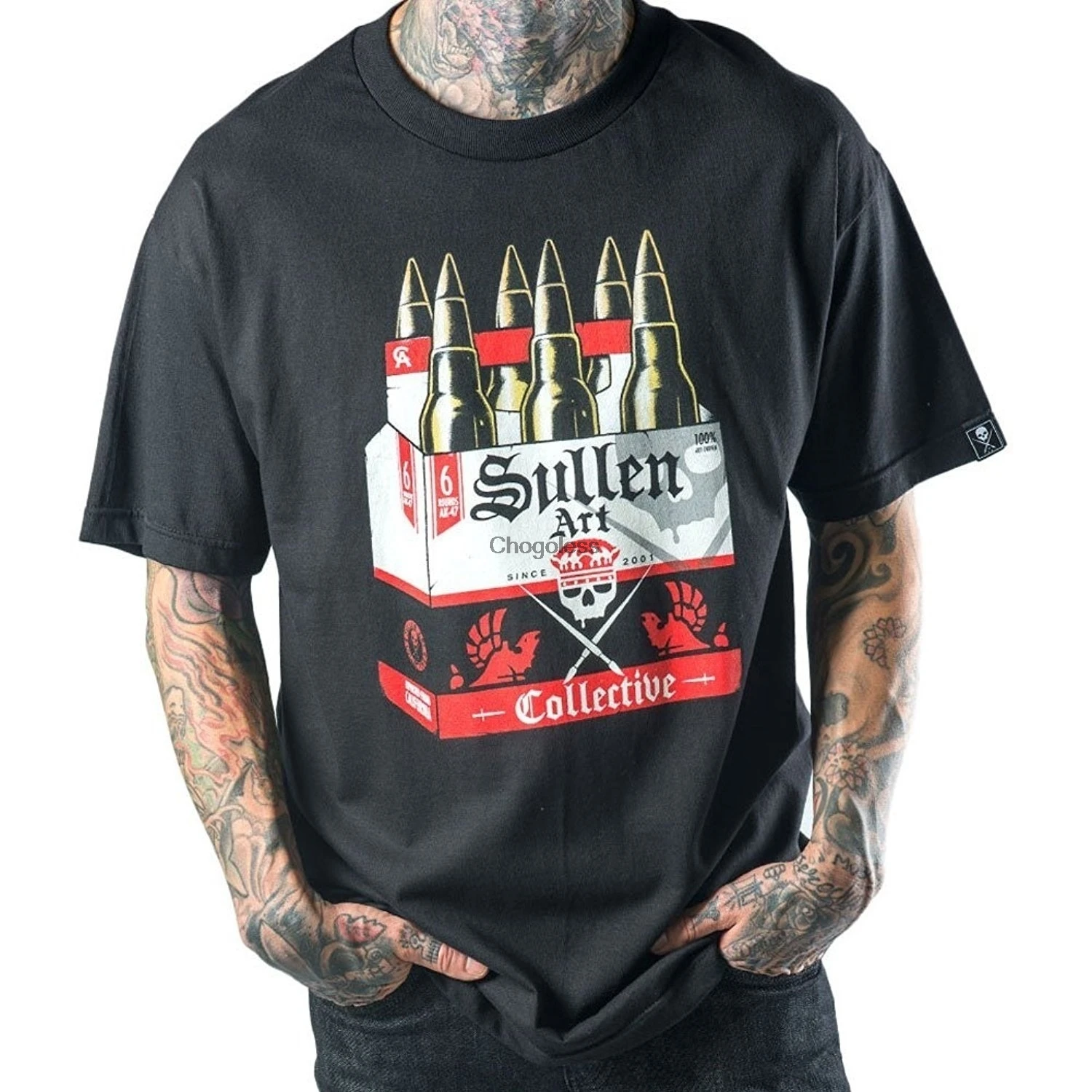 Мужская черная футболка Sullen Sixer SS|Мужские футболки| |