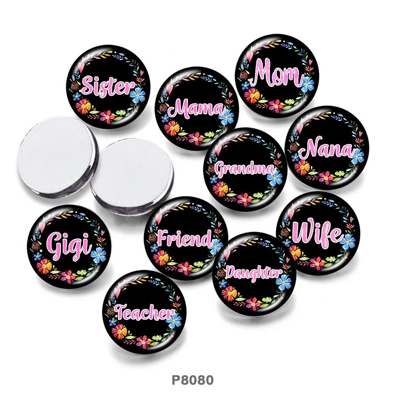 

Wife MOM NANA GIGI 10mm12mm/18mm/20mm/25mm/30mm Round Glass Cabochon Flat Back Making Findings P8080