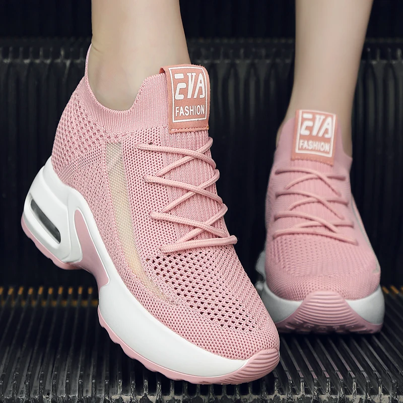 Летняя женская обувь на высоком каблуке Женская повседневная Уличные кроссовки