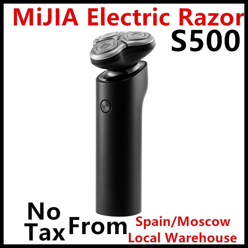 Бритва для электробритва Xiaomi Mijia(S500 опционально), 3 головки, машинка для сухого влажного бритья, триммер для бороды, моющаяся, с двойным лезвием